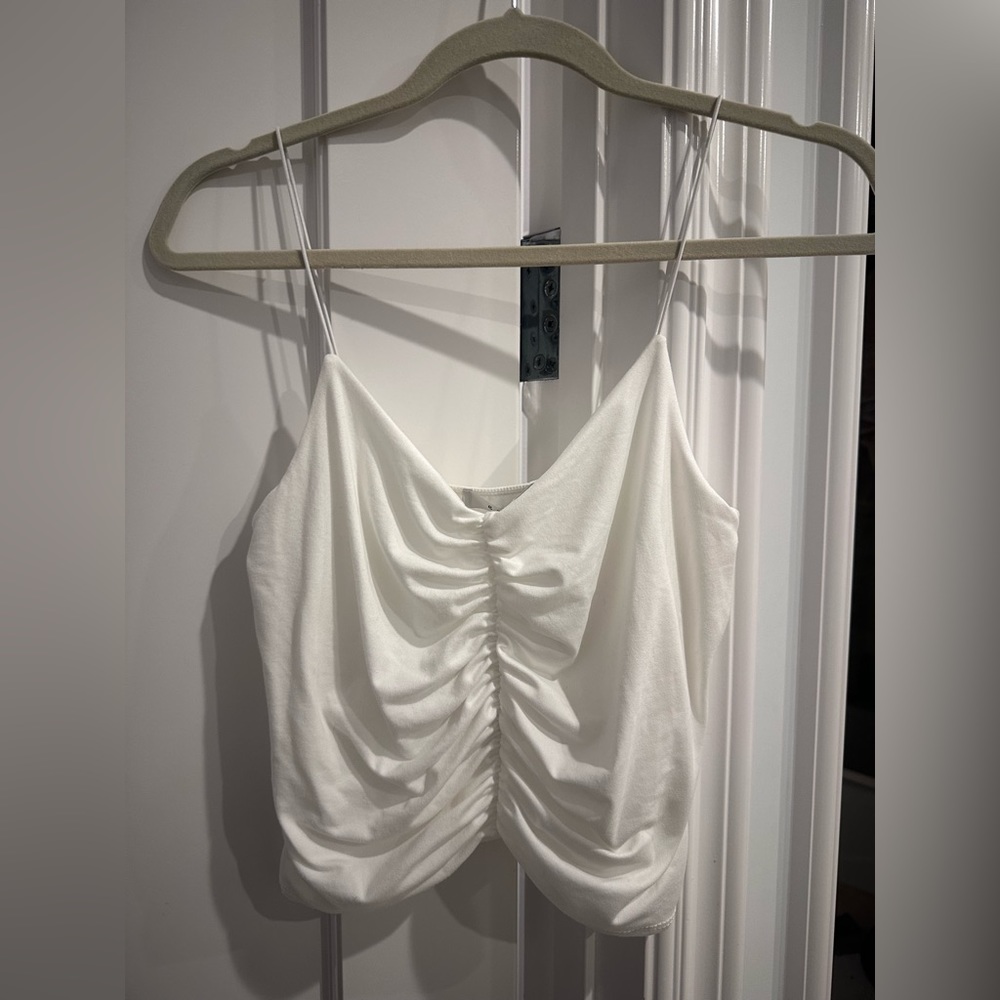 White cinched tank top